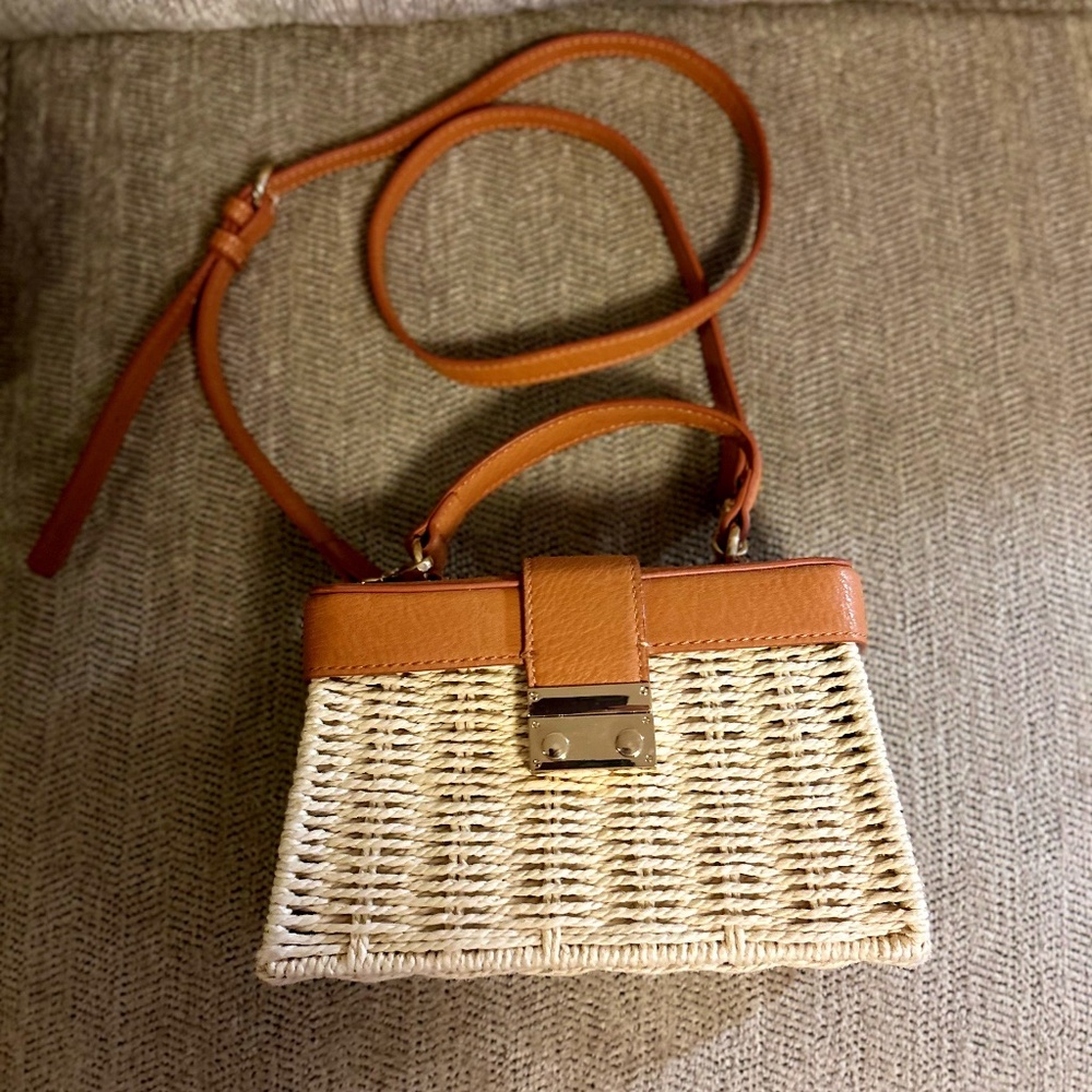 LC Lauren Conrad Wicker Crossbody Purse
